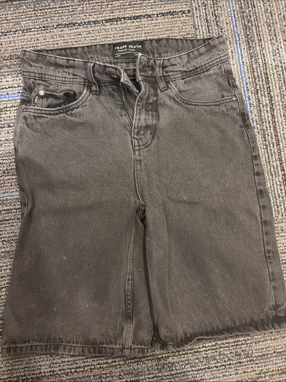 Cropped Black Men's Relaxed Jeans by